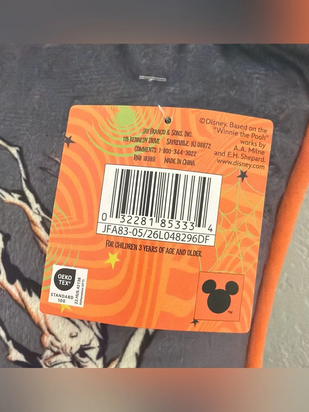 Aldi x Disney Halloween 2026 Throw Pillow Pooh Tigger Pumpkins Woods Orange Gray